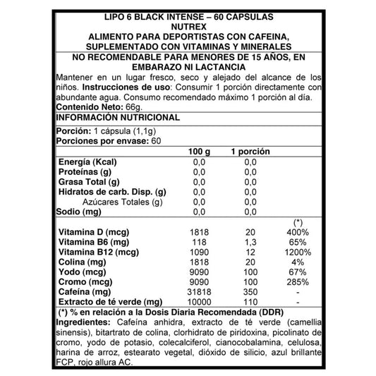 Lipo 6 Black Intense Ultra Concentrado Nutrex Quemador De Grasa