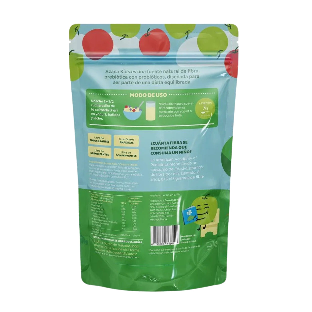 Azana Prebiotic Kids - Fibra De Manzana Cascara Foods 154g