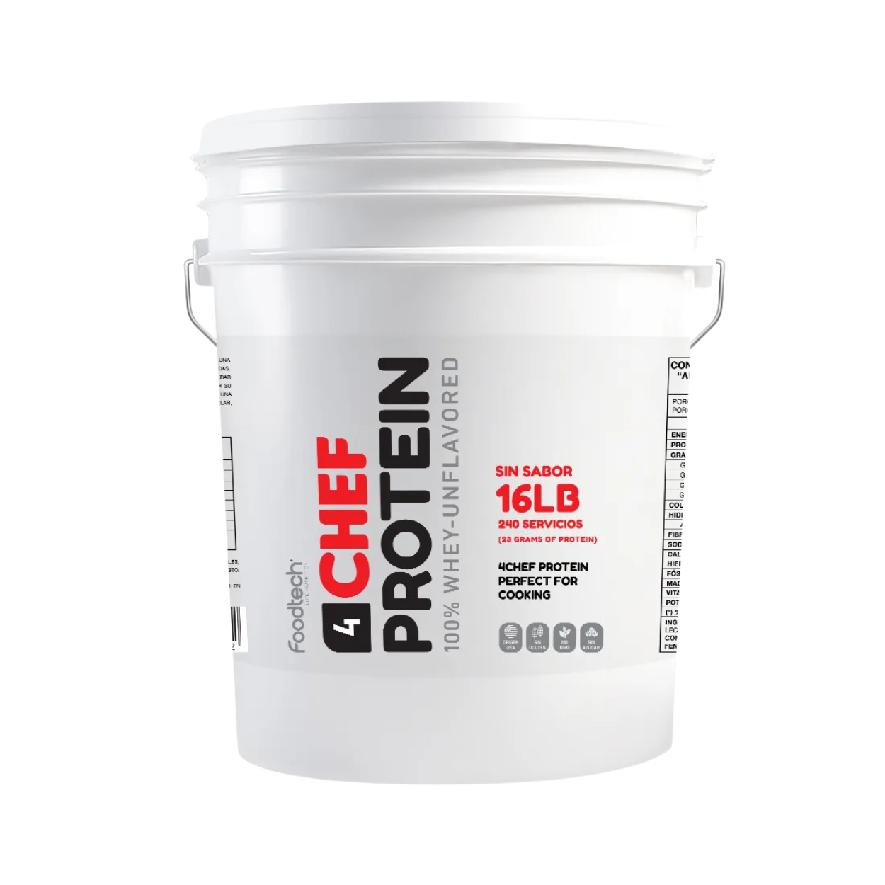 Proteina 4Chef 100% Whey Protein 16 Lbs 240 Porciones - Foodtech