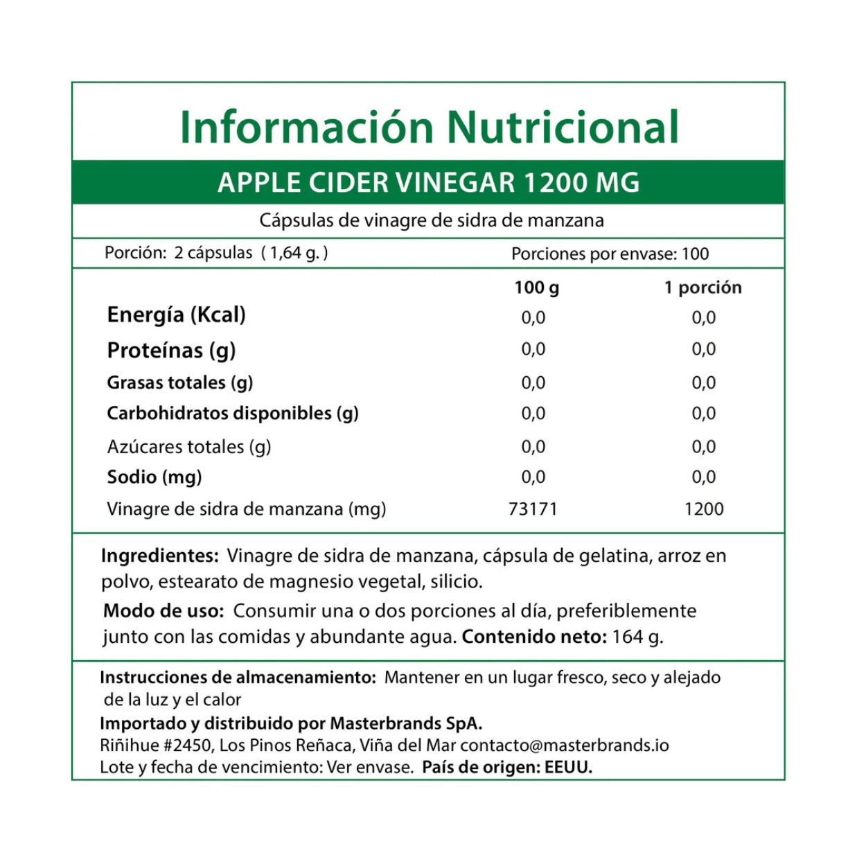 Vinagre De Manzana 1200 Mg 200 Capsulas Nature's Truth