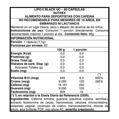 Lipo 6 Black Ultra Concentrate Nutrex 60 Cápsulas