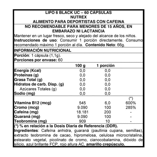 Lipo 6 Black Ultra Concentrate Nutrex 60 Cápsulas