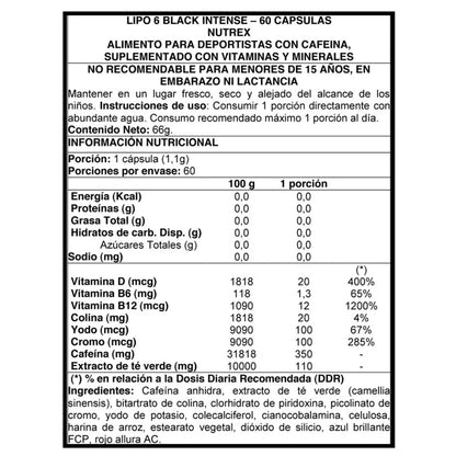 Lipo 6 Black Intense Ultra Concentrado Nutrex Quemador De Grasa
