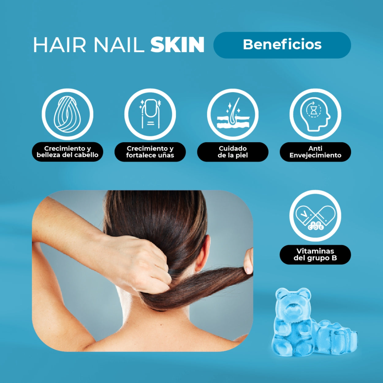 Gomitas Biotina Hair Nails & Skin 60 Unidades