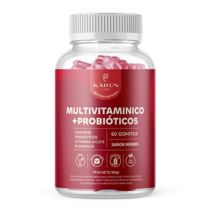 Multivitamínico + Probióticos-Vitamina A,C, D, E Y B | 60 Gomitas