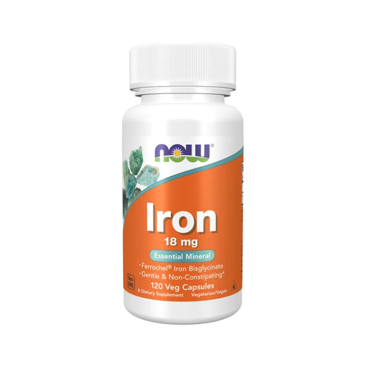 Iron ( Hierro) 18 Mg Energia Vitalidad Now Foods - 120 Cápsulas Veganas -
