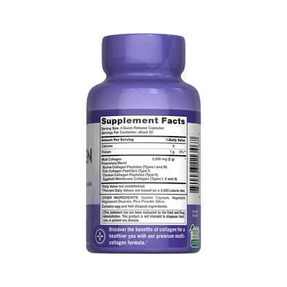 Multi Collagen Complex Colágeno Tipo I, II, III, V, X - 90 Cápsulas