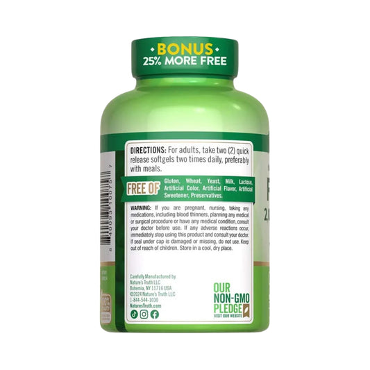 Omega 3 Fish Oil 2000mg 125 Caps Blandas Sabor Limon Nature's Truth