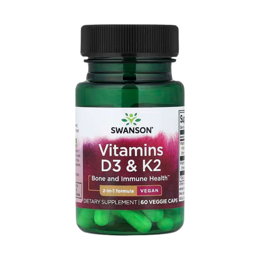 Vitaminas D3 y K2, 60 cápsulas vegetales Swanson