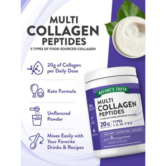 Colageno Multi Collagen Peptidos Tipo I, Ii, Iii,v,x En Polvo 225gr