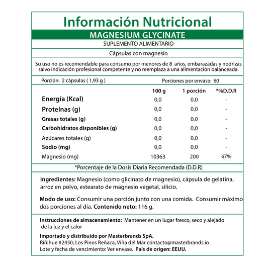 Magnesio Glicinato 200mg, 60 Cápsulas Nature's Truth