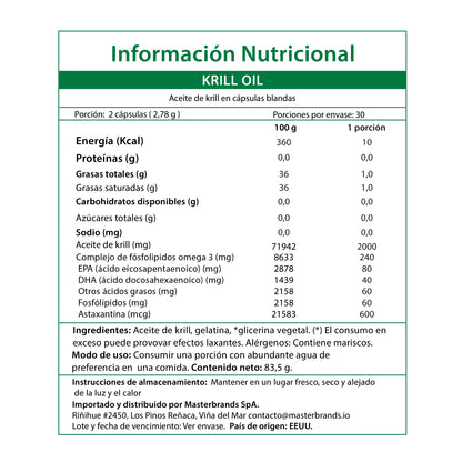 Krill Oil Omega 3 2000mg 60 Capsulas Blandas Nature's Truth
