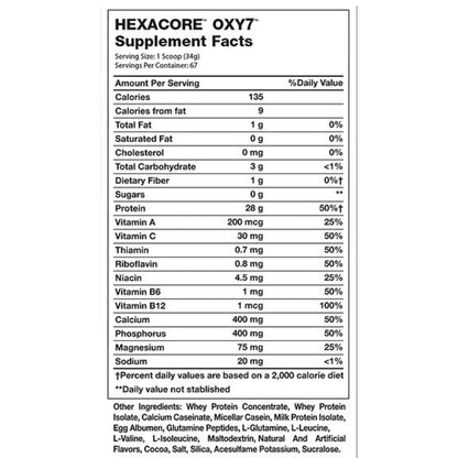 Proteina Whey Hexacore OXY7 5 libras 67 servicios